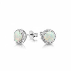 Jewelry Solid 925 Sterling Silver Natural White Opal Push Back Halo Earrings New